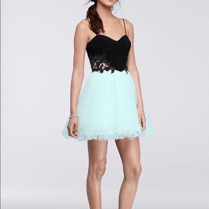 Short Embroidered Fit and Flare Formal Dress